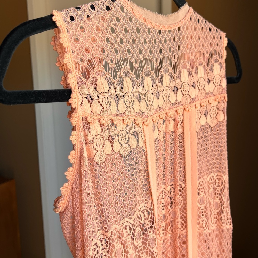 Coral lace/crochet midi dress!